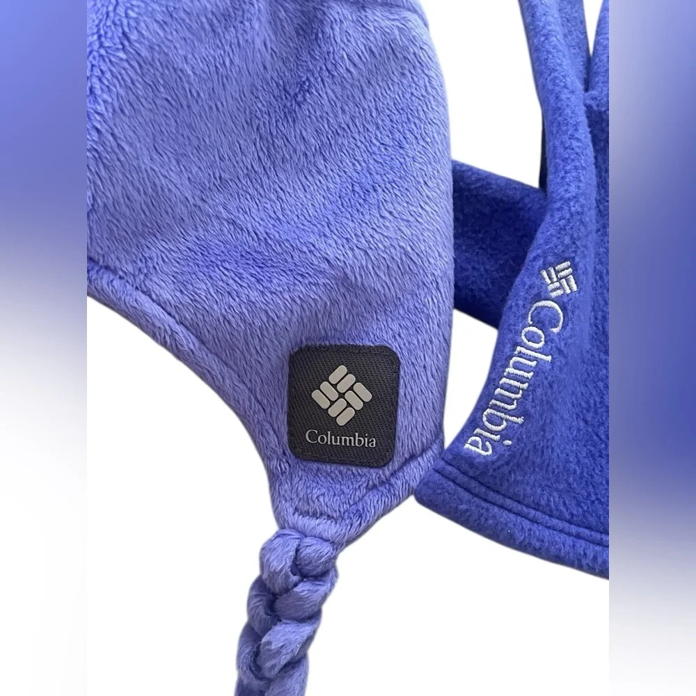 Columbia Youth Purple Winter Fleece Gloves and Winter Hat Ear Cap Unisex Kid Set